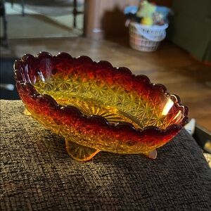 Amberina Glass Decorative Bowl